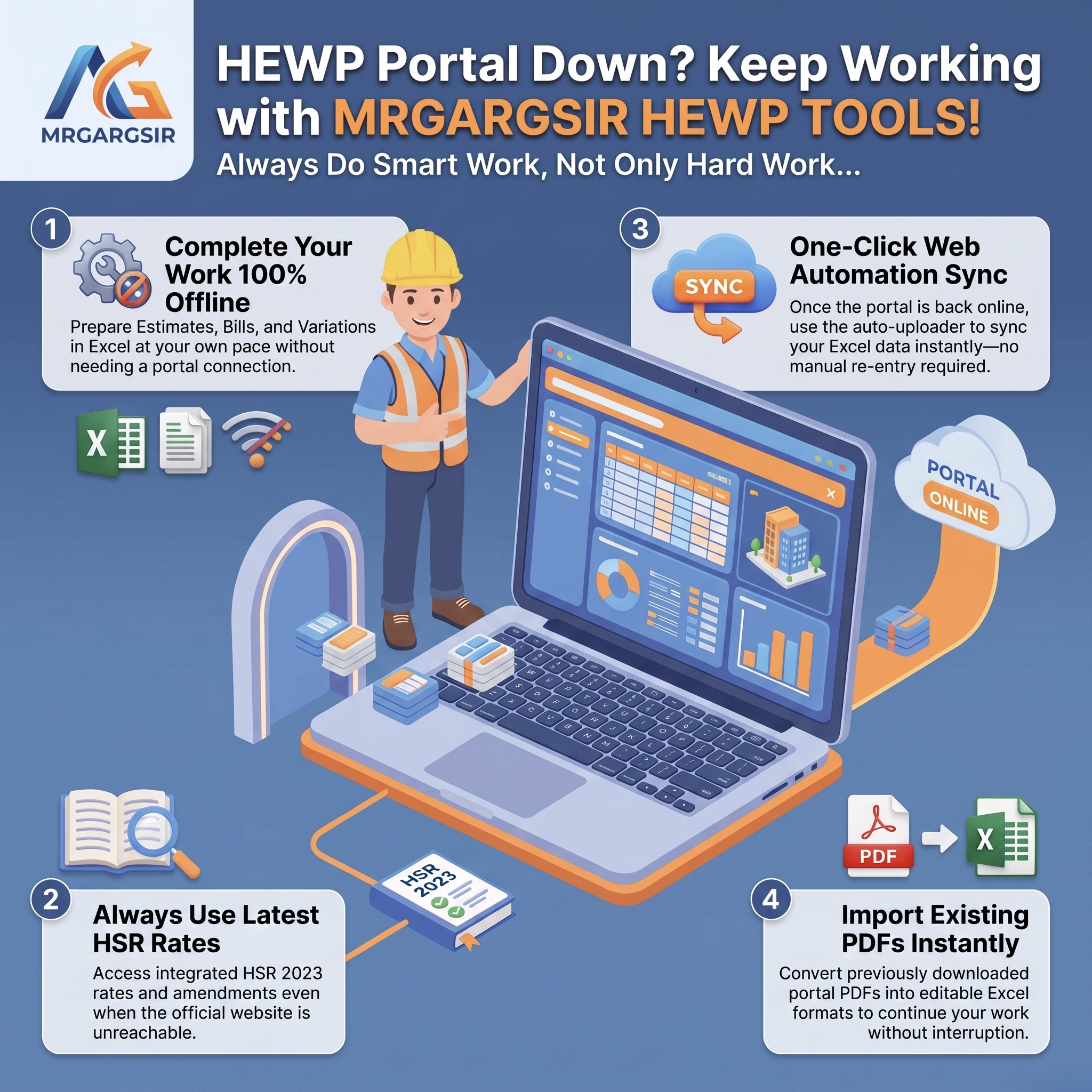 HEWP Portal Down - MRGARGSIR HEWP Tools offline Excel automation for Estimate Bill Variation BOQ preparation
